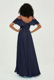 floor-length bridesmaid dress chiffon a line off the shoulder formal evening dresses gowns
