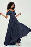 floor-length bridesmaid dress chiffon a line off the shoulder formal evening dresses gowns