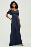 floor-length bridesmaid dress chiffon a line off the shoulder formal evening dresses gowns