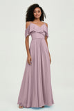 floor-length bridesmaid dress chiffon a line off the shoulder formal evening dresses gowns