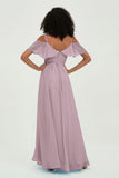 floor-length bridesmaid dress chiffon a line off the shoulder formal evening dresses gowns