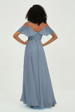 floor-length bridesmaid dress chiffon a line off the shoulder formal evening dresses gowns