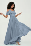 floor-length bridesmaid dress chiffon a line off the shoulder formal evening dresses gowns