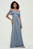 floor-length bridesmaid dress chiffon a line off the shoulder formal evening dresses gowns