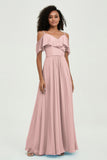 floor-length bridesmaid dress chiffon a line off the shoulder formal evening dresses gowns