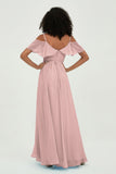 floor-length bridesmaid dress chiffon a line off the shoulder formal evening dresses gowns