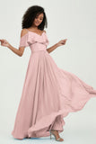 floor-length bridesmaid dress chiffon a line off the shoulder formal evening dresses gowns