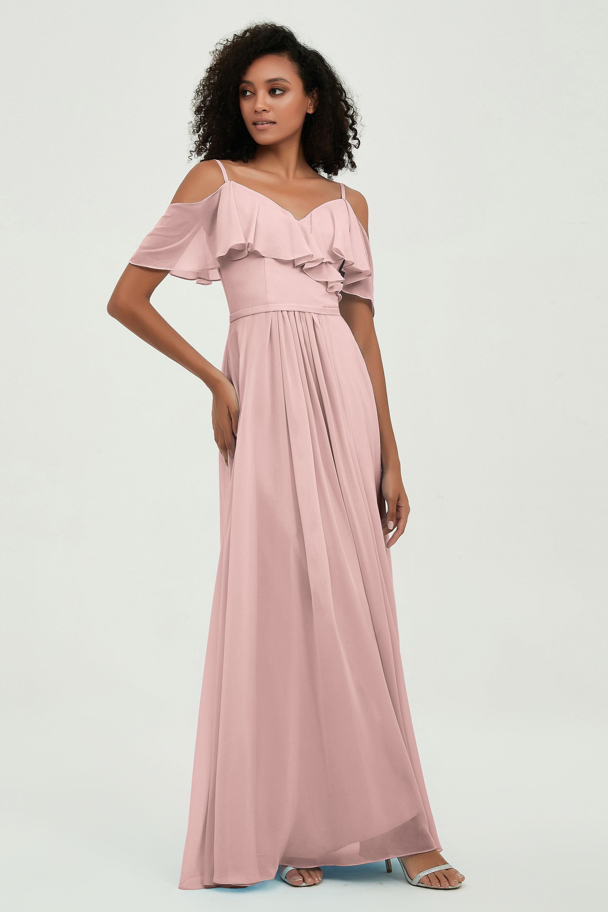 floor-length bridesmaid dress chiffon a line off the shoulder formal evening dresses gowns