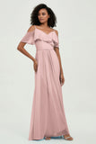 floor-length bridesmaid dress chiffon a line off the shoulder formal evening dresses gowns