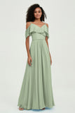 floor-length bridesmaid dress chiffon a line off the shoulder formal evening dresses gowns