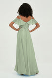 floor-length bridesmaid dress chiffon a line off the shoulder formal evening dresses gowns