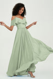 floor-length bridesmaid dress chiffon a line off the shoulder formal evening dresses gowns