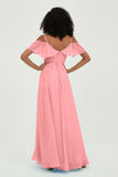 floor-length bridesmaid dress chiffon a line off the shoulder formal evening dresses gowns
