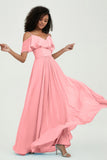 floor-length bridesmaid dress chiffon a line off the shoulder formal evening dresses gowns