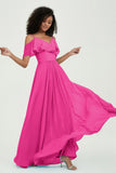 floor-length bridesmaid dress chiffon a line off the shoulder formal evening dresses gowns