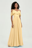 floor-length bridesmaid dress chiffon a line off the shoulder formal evening dresses gowns