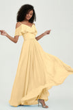 floor-length bridesmaid dress chiffon a line off the shoulder formal evening dresses gowns