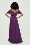 floor-length bridesmaid dress chiffon a line off the shoulder formal evening dresses gowns