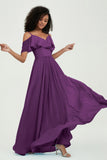 floor-length bridesmaid dress chiffon a line off the shoulder formal evening dresses gowns