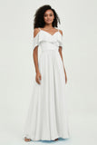 floor-length bridesmaid dress chiffon a line off the shoulder formal evening dresses gowns
