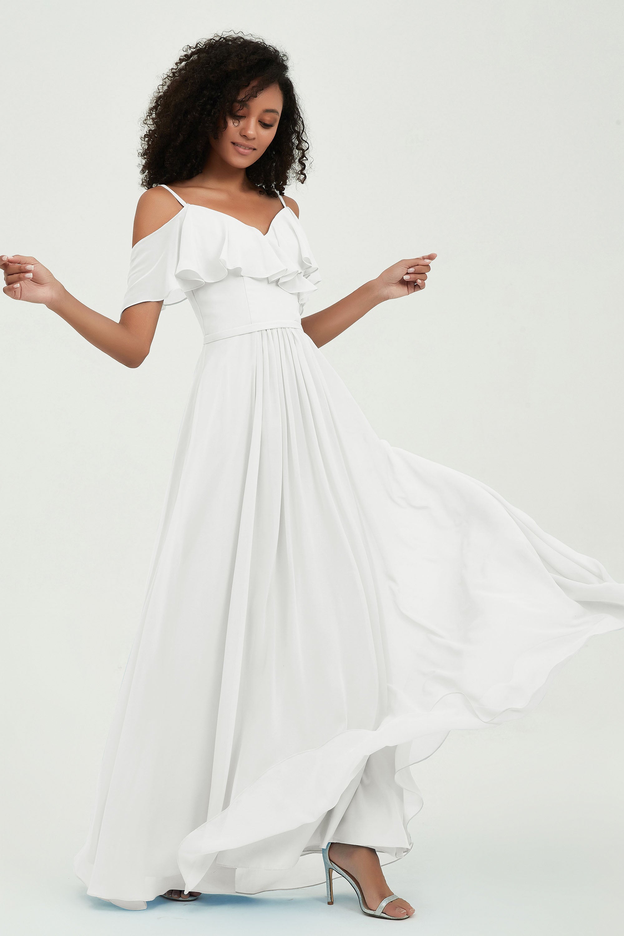 floor-length bridesmaid dress chiffon a line off the shoulder formal evening dresses gowns