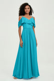 floor-length bridesmaid dress chiffon a line off the shoulder formal evening dresses gowns