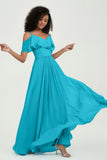 floor-length bridesmaid dress chiffon a line off the shoulder formal evening dresses gowns