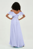 floor-length bridesmaid dress chiffon a line off the shoulder formal evening dresses gowns