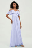 floor-length bridesmaid dress chiffon a line off the shoulder formal evening dresses gowns