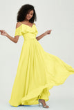 floor-length bridesmaid dress chiffon a line off the shoulder formal evening dresses gowns