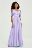 floor-length bridesmaid dress chiffon a line off the shoulder formal evening dresses gowns