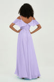 floor-length bridesmaid dress chiffon a line off the shoulder formal evening dresses gowns