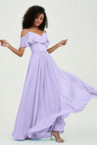 floor-length bridesmaid dress chiffon a line off the shoulder formal evening dresses gowns
