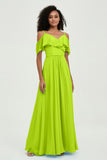 floor-length bridesmaid dress chiffon a line off the shoulder formal evening dresses gowns