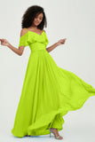 floor-length bridesmaid dress chiffon a line off the shoulder formal evening dresses gowns