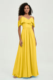 floor-length bridesmaid dress chiffon a line off the shoulder formal evening dresses gowns