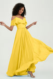floor-length bridesmaid dress chiffon a line off the shoulder formal evening dresses gowns