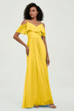 floor-length bridesmaid dress chiffon a line off the shoulder formal evening dresses gowns
