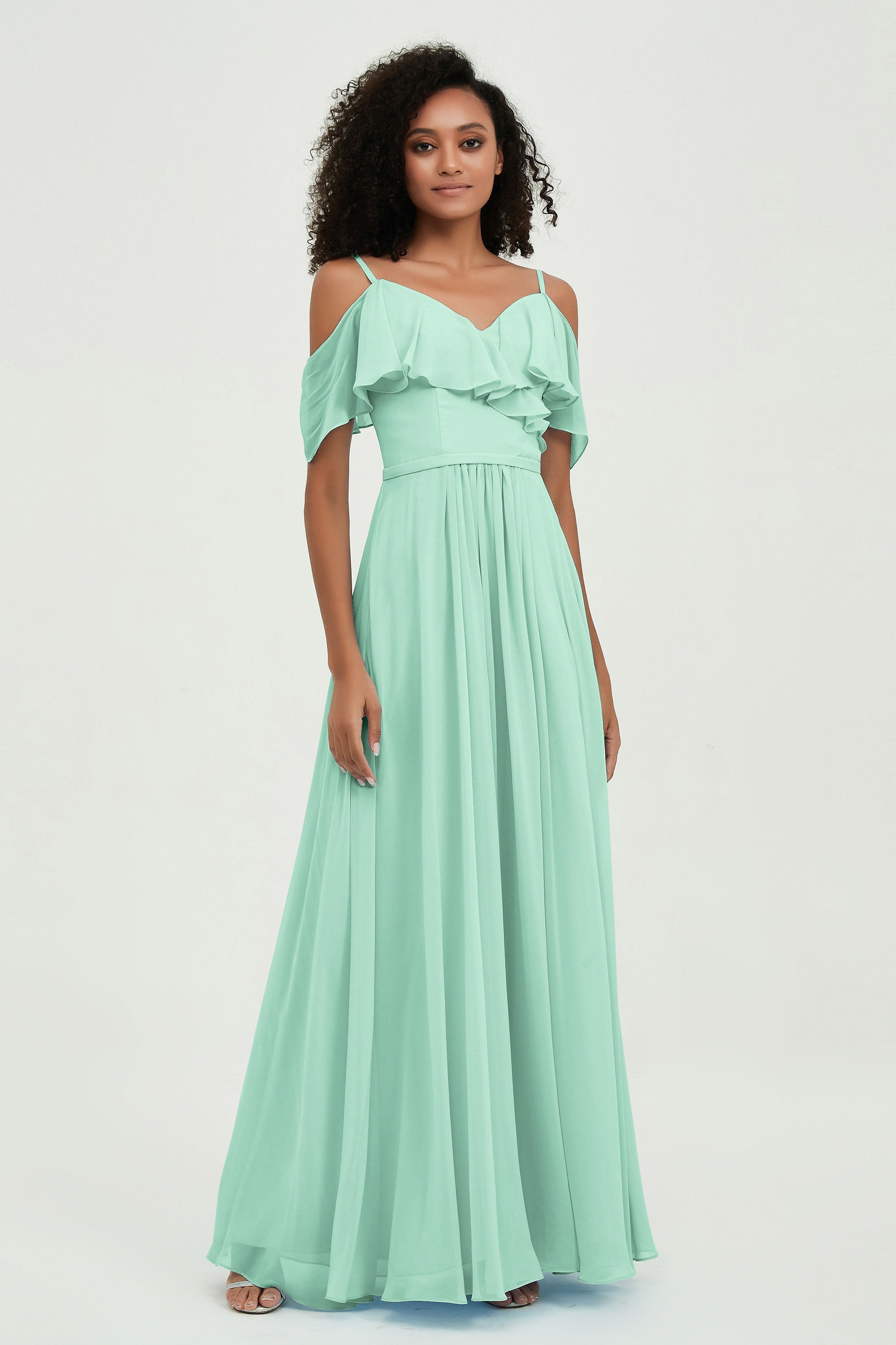 floor-length bridesmaid dress chiffon a line off the shoulder formal evening dresses gowns