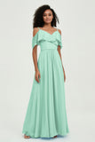 floor-length bridesmaid dress chiffon a line off the shoulder formal evening dresses gowns