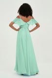 floor-length bridesmaid dress chiffon a line off the shoulder formal evening dresses gowns