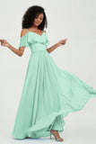 floor-length bridesmaid dress chiffon a line off the shoulder formal evening dresses gowns