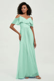 floor-length bridesmaid dress chiffon a line off the shoulder formal evening dresses gowns