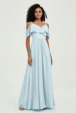 floor-length bridesmaid dress chiffon a line off the shoulder formal evening dresses gowns