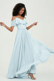 floor-length bridesmaid dress chiffon a line off the shoulder formal evening dresses gowns