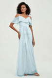 floor-length bridesmaid dress chiffon a line off the shoulder formal evening dresses gowns