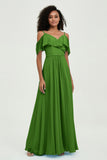 floor-length bridesmaid dress chiffon a line off the shoulder formal evening dresses gowns