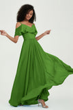 floor-length bridesmaid dress chiffon a line off the shoulder formal evening dresses gowns