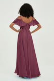 floor-length bridesmaid dress chiffon a line off the shoulder formal evening dresses gowns