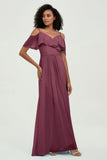 floor-length bridesmaid dress chiffon a line off the shoulder formal evening dresses gowns
